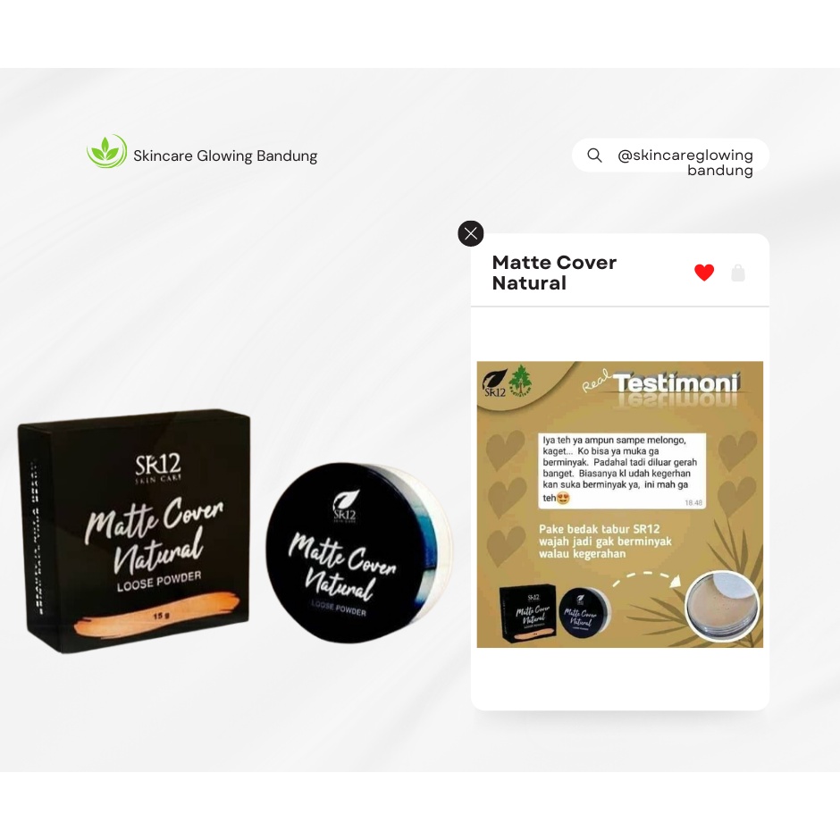 Bedak Tabur Matte Cover Loose Powder SR12 Bedak Untuk Kulit Berjerawat Bedak Tabur Glowing Bedak Glowing Tahan Lama Anti Air