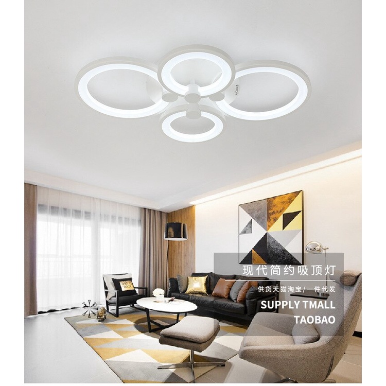 Lampu Plafon Minimalis Modern 3 Temperatur Warna Plus remote 70 W 220V Lampu ruang tamu lampu hias langit langit rumah kantor cafe Modern LED Chandelier For Living Room Decoration White Square Bedroom Ceiling Lamp Loft Kitchen Indoor Smart Lighting