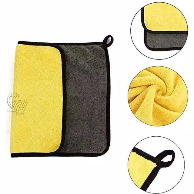 Kuning kain lap serbaguna microfiber lap mobil motor dapur meja kaca 30x30cm 2 sisi lembut