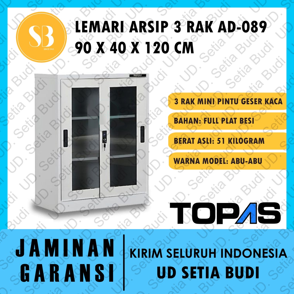 Mini Filling Cabinet Lemari Arsip Kaca 3 Rak TOPAS AD 089