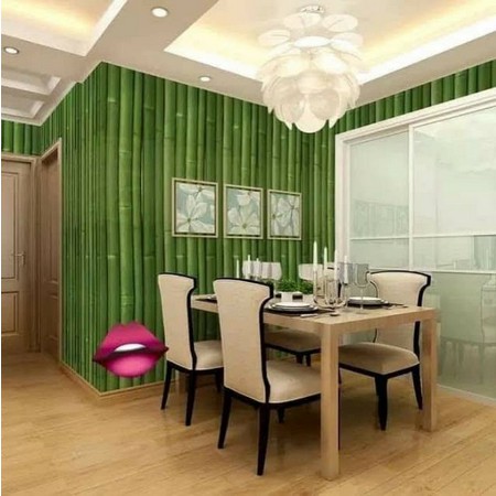 Wallpaper Bambu Rotan Hijau Padat IMPORT panjang 8M Real