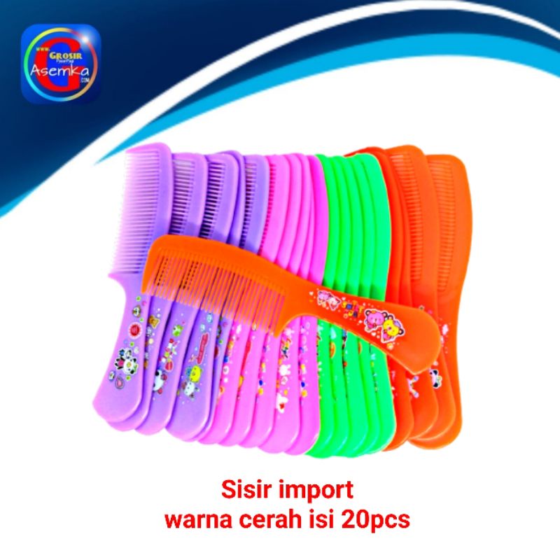 GPA Sisir (20pcs)Gagang Besar Kecil Warna Cerah  Produk import Grosir