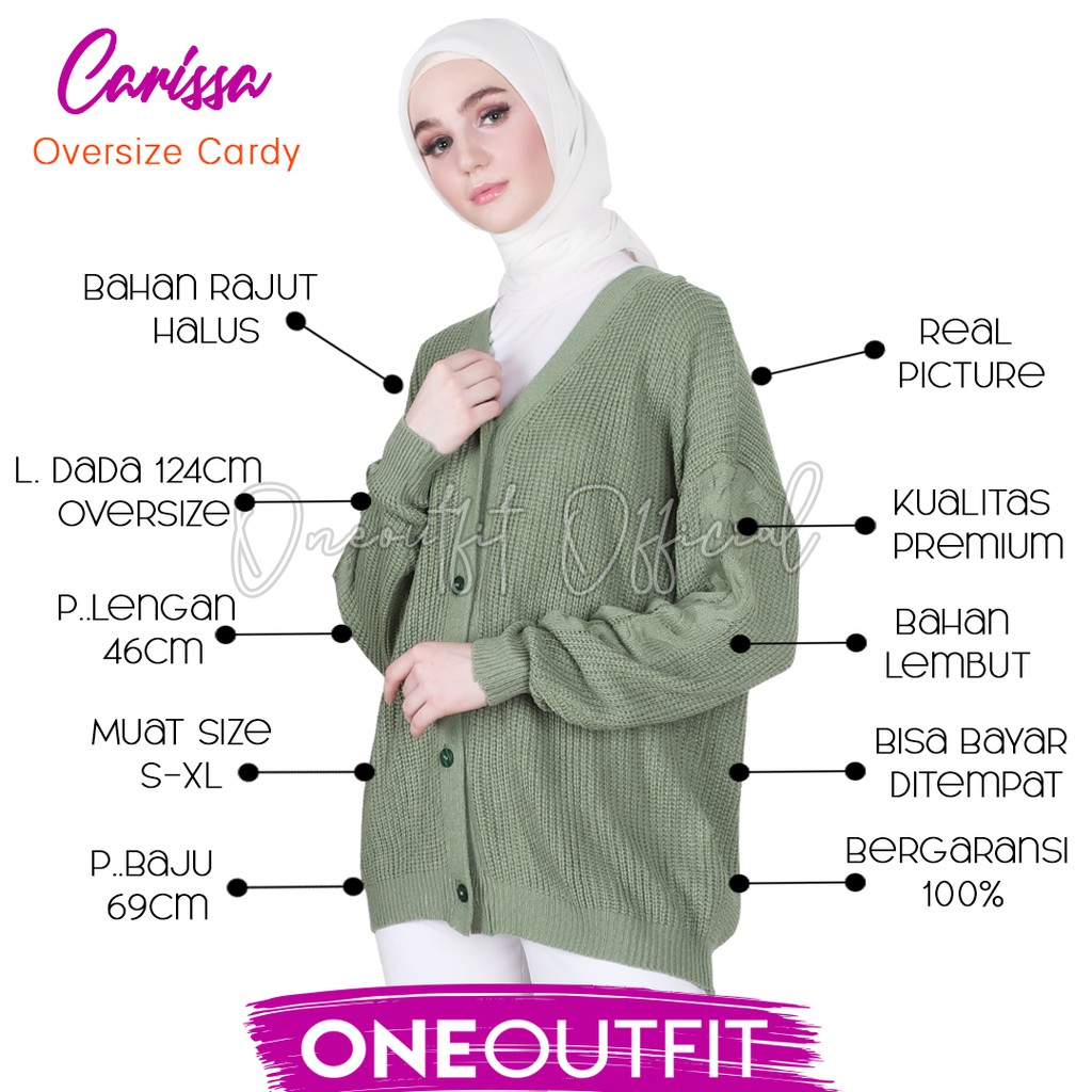 Cardigan Rajut Carissa Oversize Cardy Wanita Outerwear Kardigan Polos Big Size Outer Jumbo M L XL-1