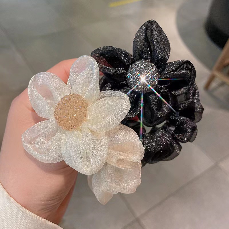 Ikat Rambut Scrunchie Korea Perempuan Dewasa Model Bunga Daisy Aksesoris Fashion Style Wanita AK252