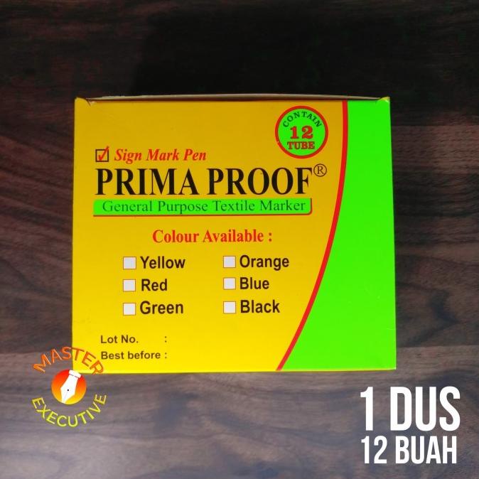 

[Dus - 12 Buah] Prima Proof Mark Pen Yellow / Spidol Kain Kuning ---READY---