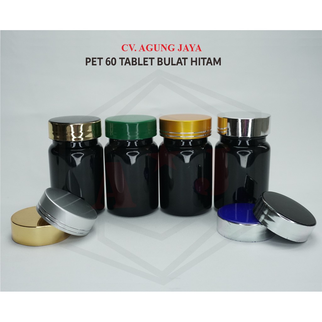 Botol Obat 60 ml Hitam/Botol 30 Kapsul Hitam/Botol Vitamin/Yk