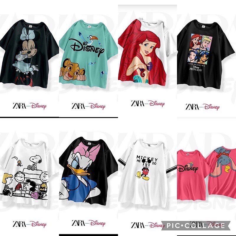 Kaos Anak Perempuan Zara Disney Minnie Mouse Snoopy Princess Dumbo Lion King 10y 12y 14y 16y 18y