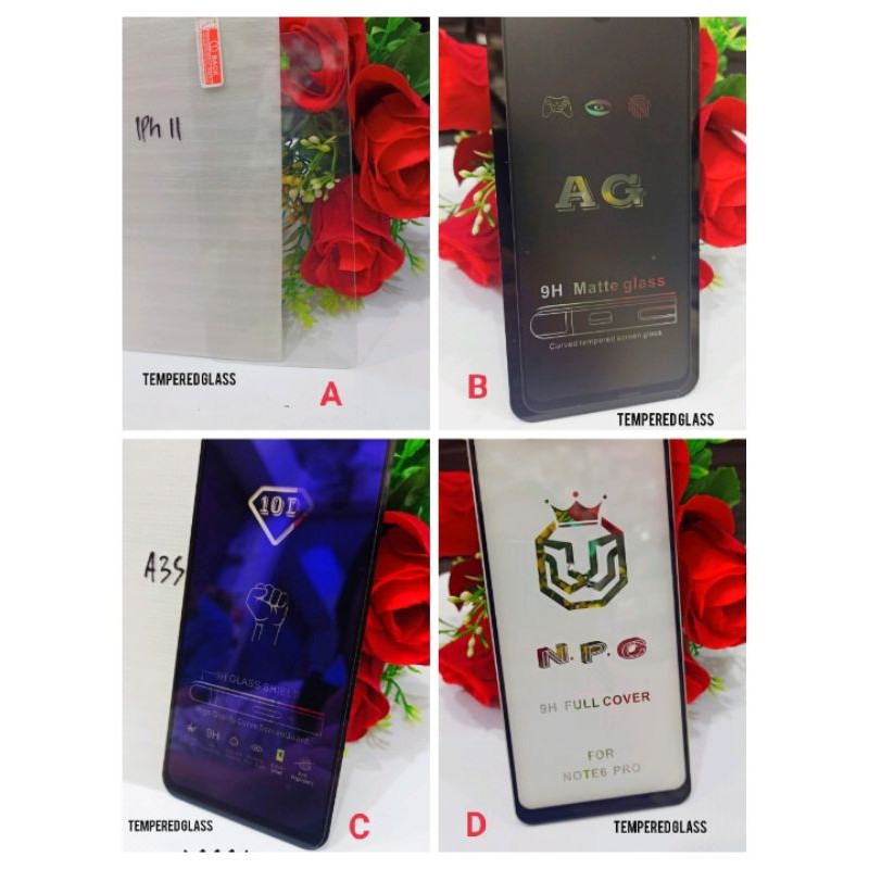 Acsesoris Hp temprer Glass harga satuan dan grosir bermacam jenis tipe handphone