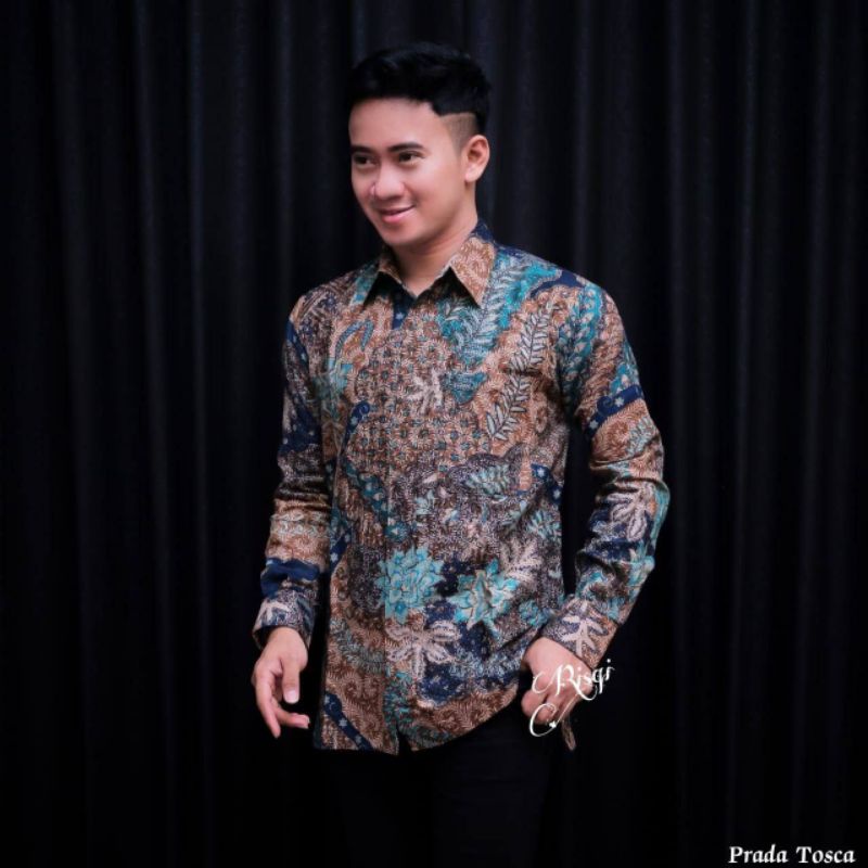 Batik Pria Lengan Panjang Kemeja Batik Lengan Panjang HRB026 motif KERATONAN Kode 002 BIG SIZE JUMBO M L XL XXL 3XL 4XL 5XLReguler