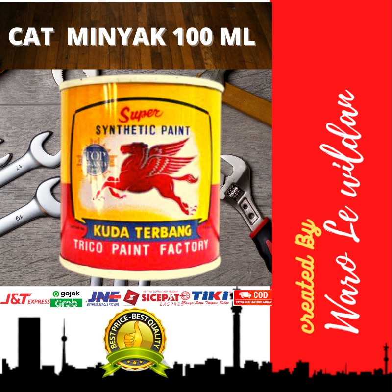 

Cat Minyak KUDA TERBANG Kaleng Kecil 100 ML 0,1 KG BESI KAYU PLASTIK KILAP CEPAT KERING