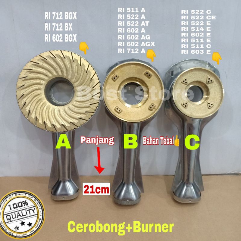 Jual CEROBONG+BURNER KOMPOR GAS RINNAI/TUNGKU+BURNER UNTUK KOMPOR GAS ...