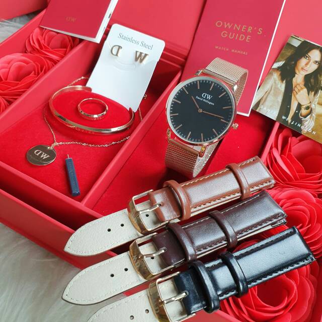 JAM TANGAN WANITA DW PAKET SATU SET SEMI SUPER