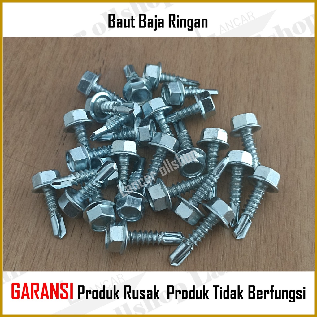 Baut Sekrup Skrup Baja Ringan Roofing Galvalum Driling Holo Murah Ecer 10x16 10x19