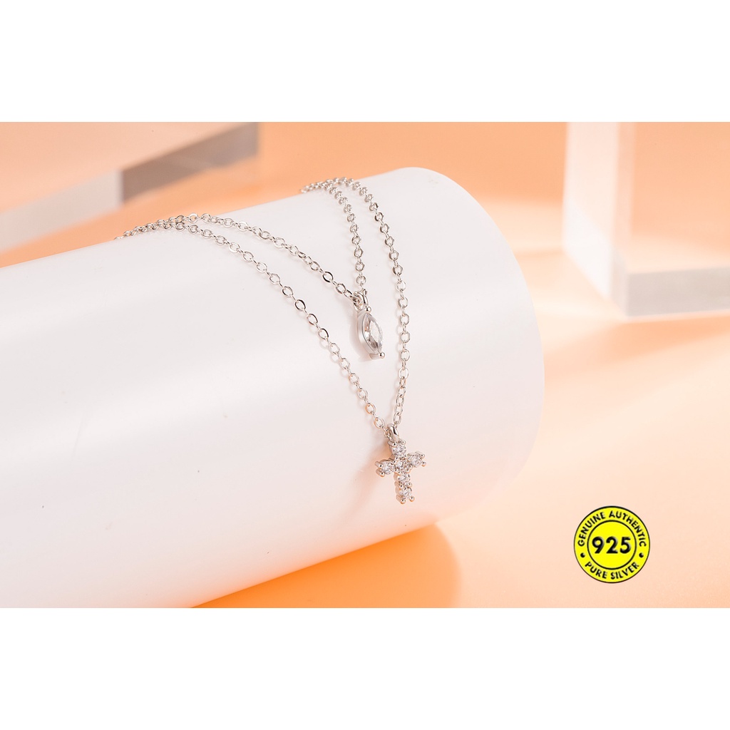 Kalung Rantai Sterling Silver 9252 Dengan Liontin Bentuk Tetesan Air Untuk Wanita