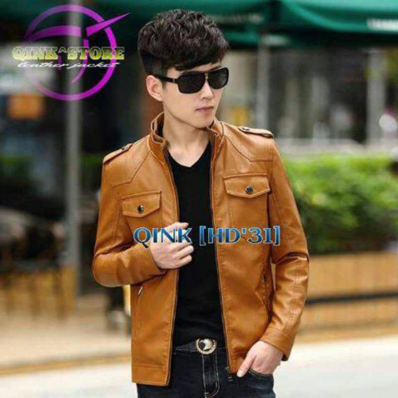 JAKET KOREA TAN/JAKET KULIT/KEKINIAN/JAKET