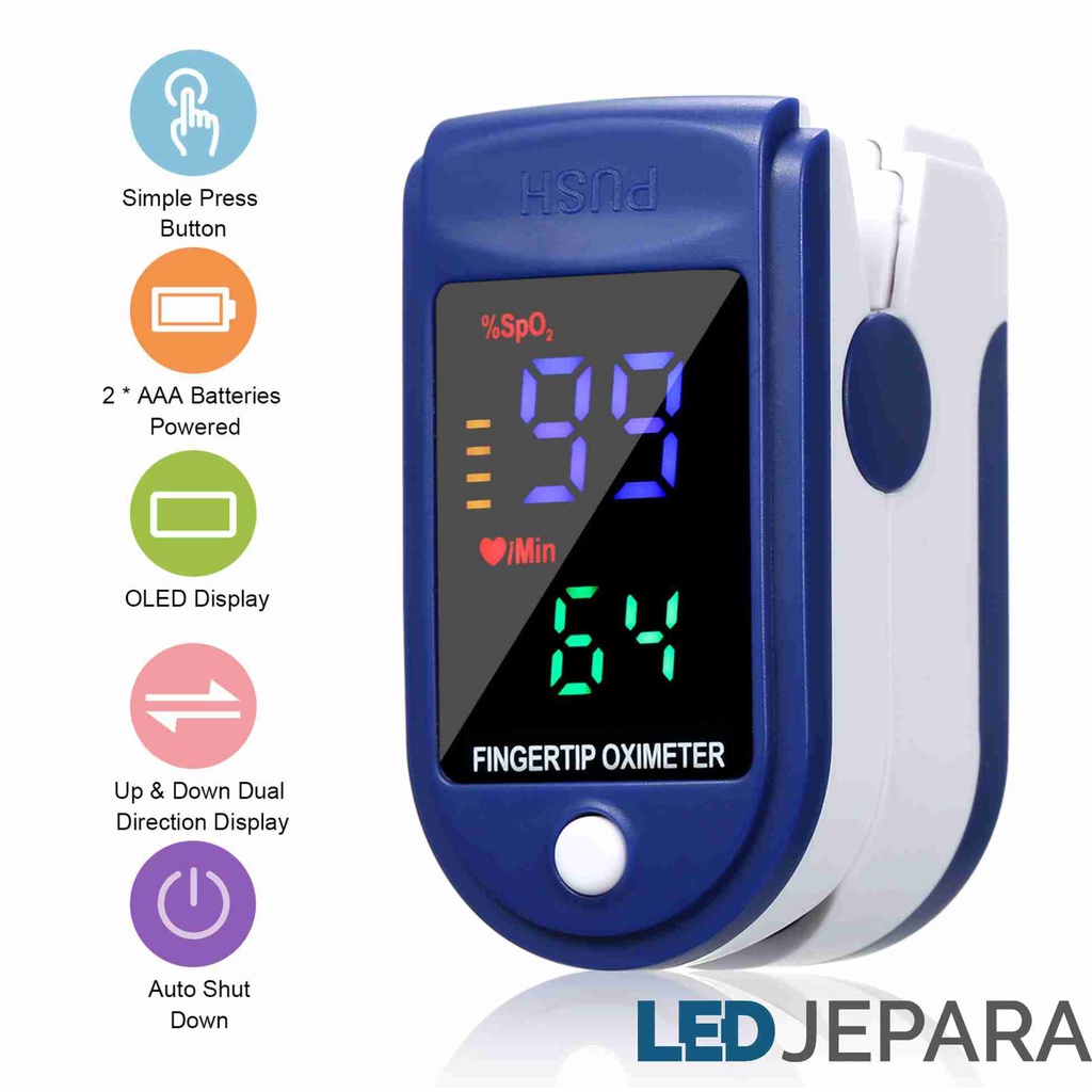 Oximeter LK87 Dengan Baterai Oxymeter 4 warna Fingertip Pulse Ukur Kadar Oksigen Detak Jantung