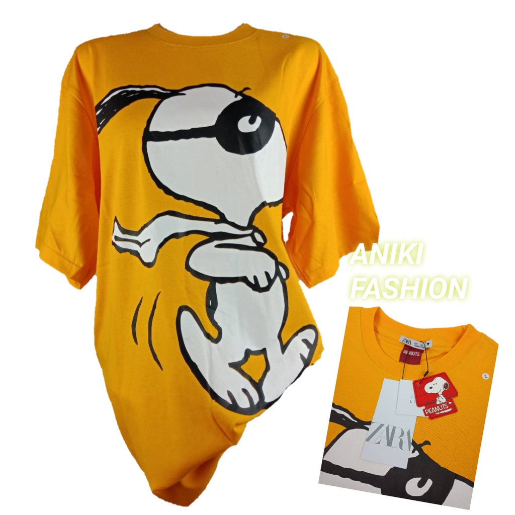 ( BAYAR DI TEMPAT ) Kaos Zara Disney Snoopy / Tshirt Zara Import / Atasan Wanita / kaos oversize wan