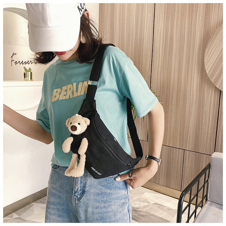 BAO004 Tas Samping Wanita Tas Pinggang Waistbag Korea Desain Boneka Beruang Lucu/Tas Punggung Beruang/Tas Kanvas/Tas HP