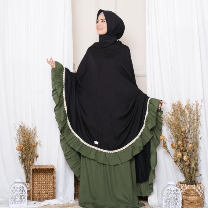 Mukena Zianisa 2in1 Najwa Army Black Allsize