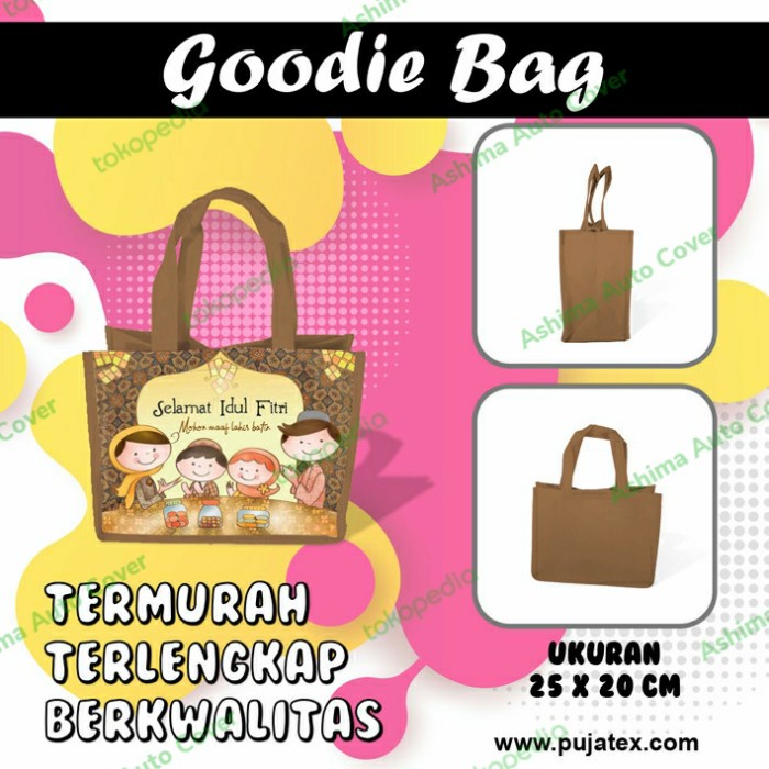 

tas goodie bag tema selamat Idul fitri, size nasi kotak25*20*20, ready