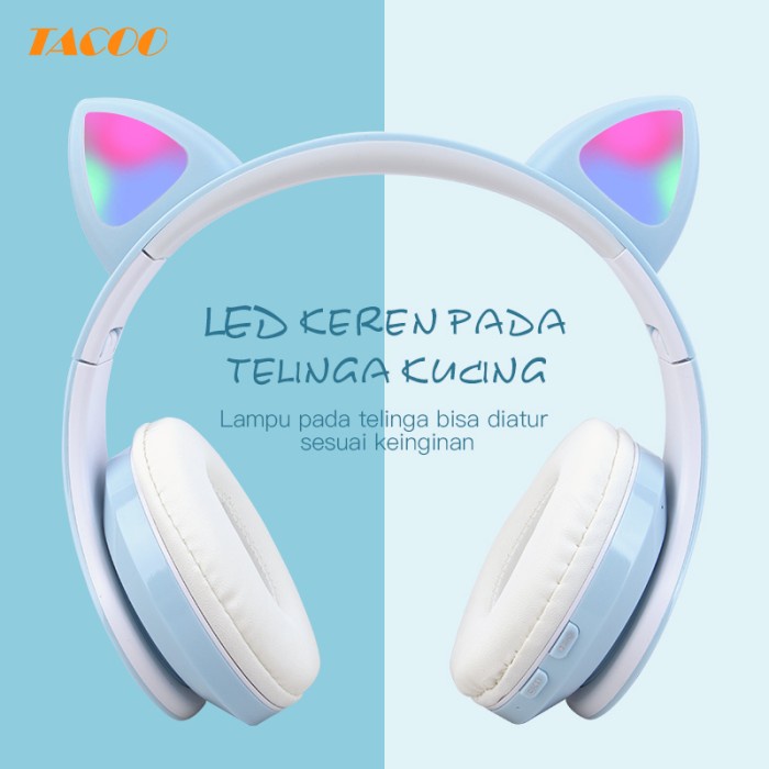 (New) TACOO Bluetooth Headset Cat Ear Headphone Wireless Deep Bass
