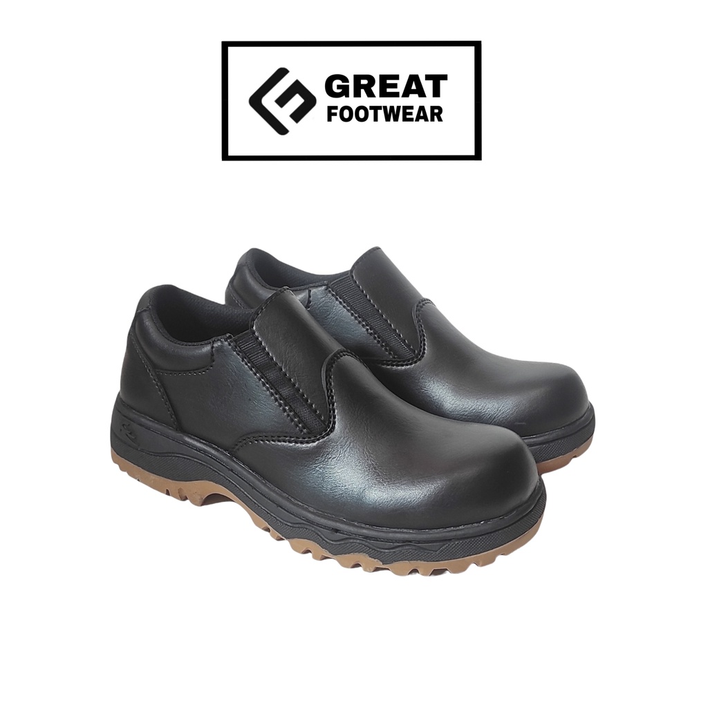 Sepatu Safety Pria Slip On Safety Boots Ujung Besi Sepatu Kerja Pria Termurah Anti Licin Great Footwear GF 222