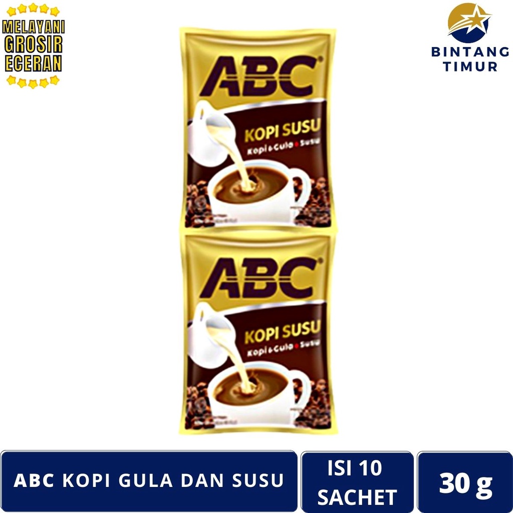 

ABC Isi 10 Sachet/30g Kopi Gula dan Susu 1 Renceng