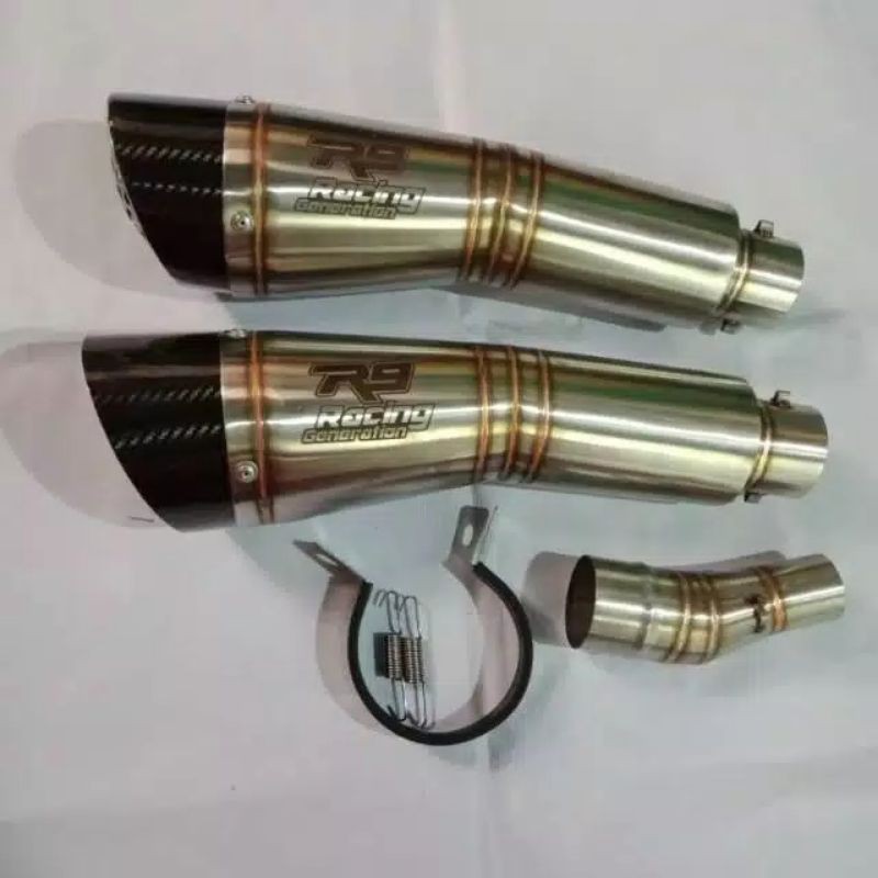 Knalpot racing Ninja 250karbu Ninja 250fi Ninja mono R25 CBR250RR Slip on R9 H2 stainles-Paket slip on