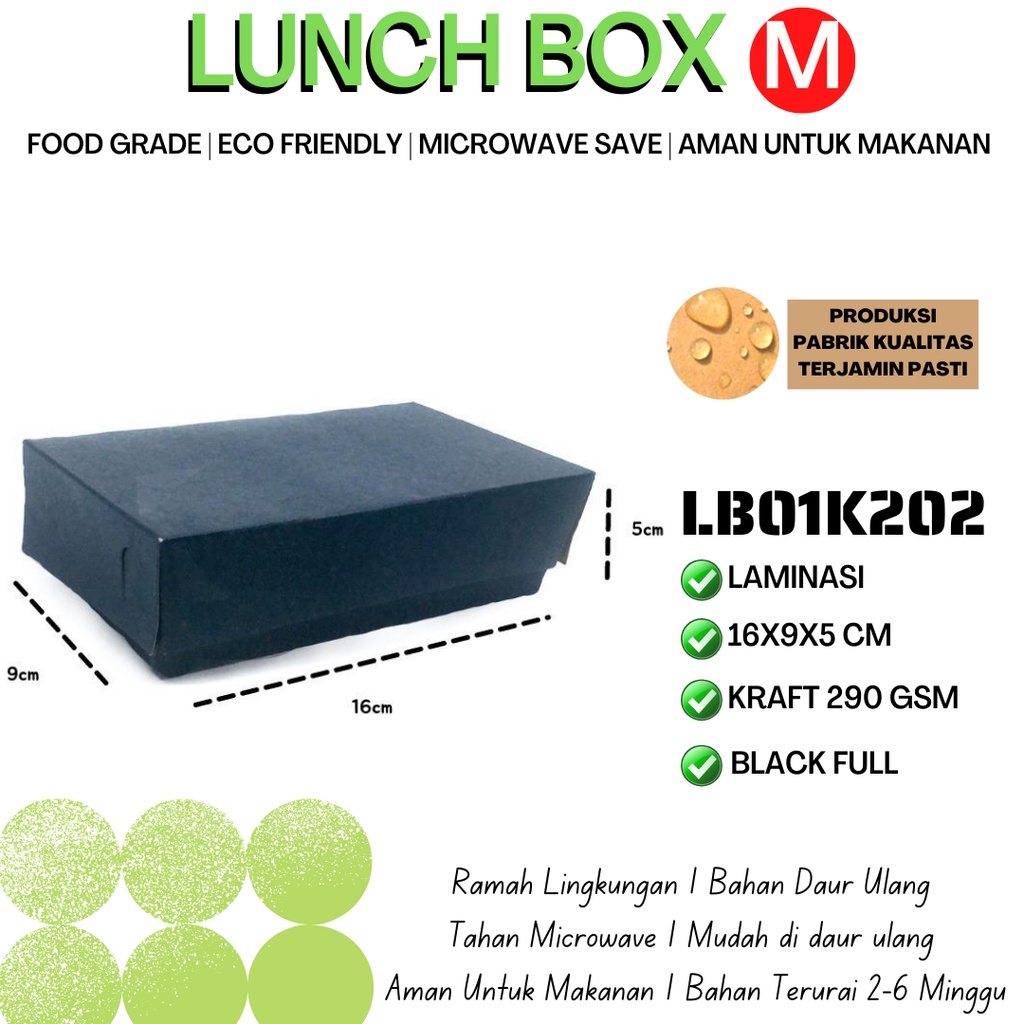 Paper Lunch Box Medium Lunchbox Set (LB1K22-16X9X5 Cm)