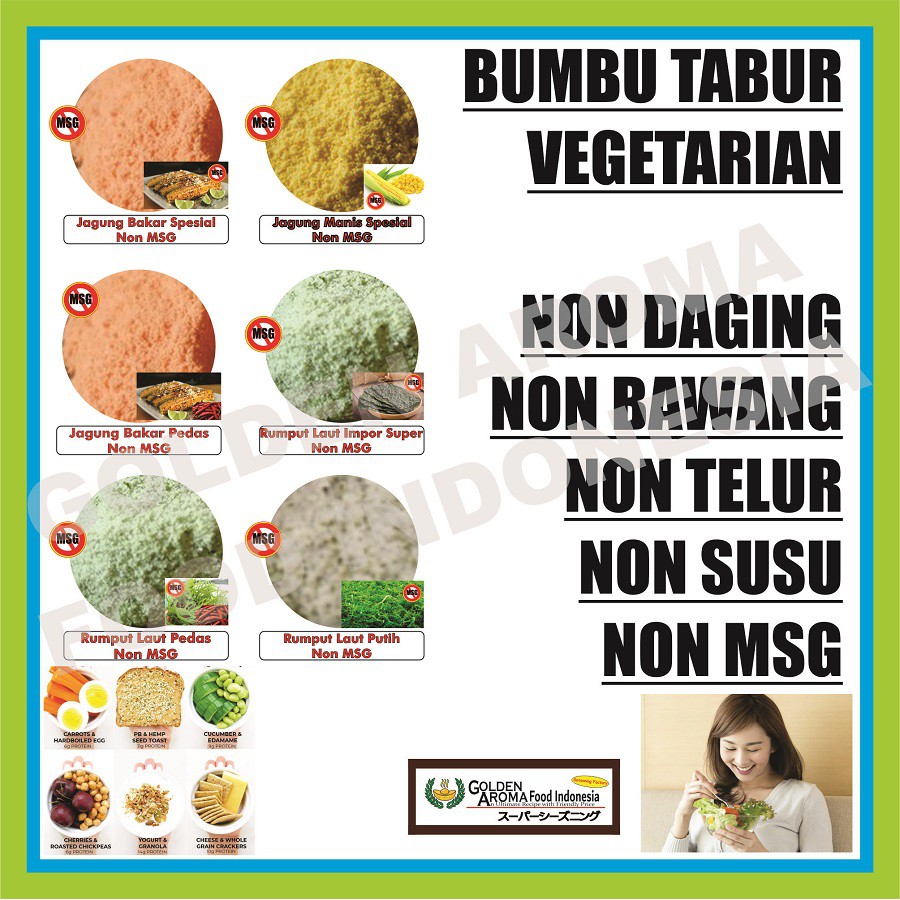 

Bumbu Tabur Vegetarian Kg Dijual Bubuk Aneka Rasa Jagung Bakar Manis Rumput Laut Seaweed Pedas Vins Vegan Non MSG Non Bawang Non Daging GAFI