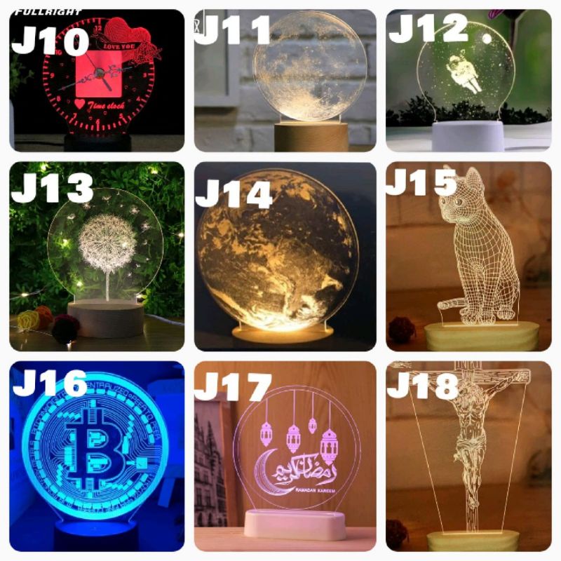 Lampu Hias Tidur LED Karakter 3D Kamar Transparan 3Dimensi Kucing Love , Salib Yesus kristus Part 10