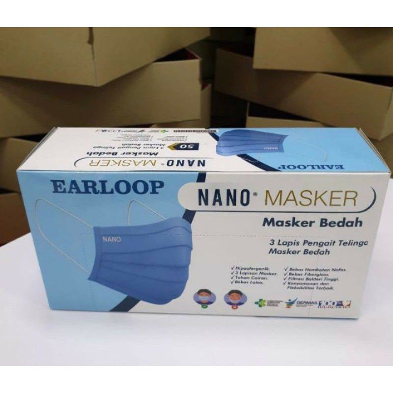 Masker Medis 3 Ply / Surgical Face Mask / Masker Bedah Nano Earloop