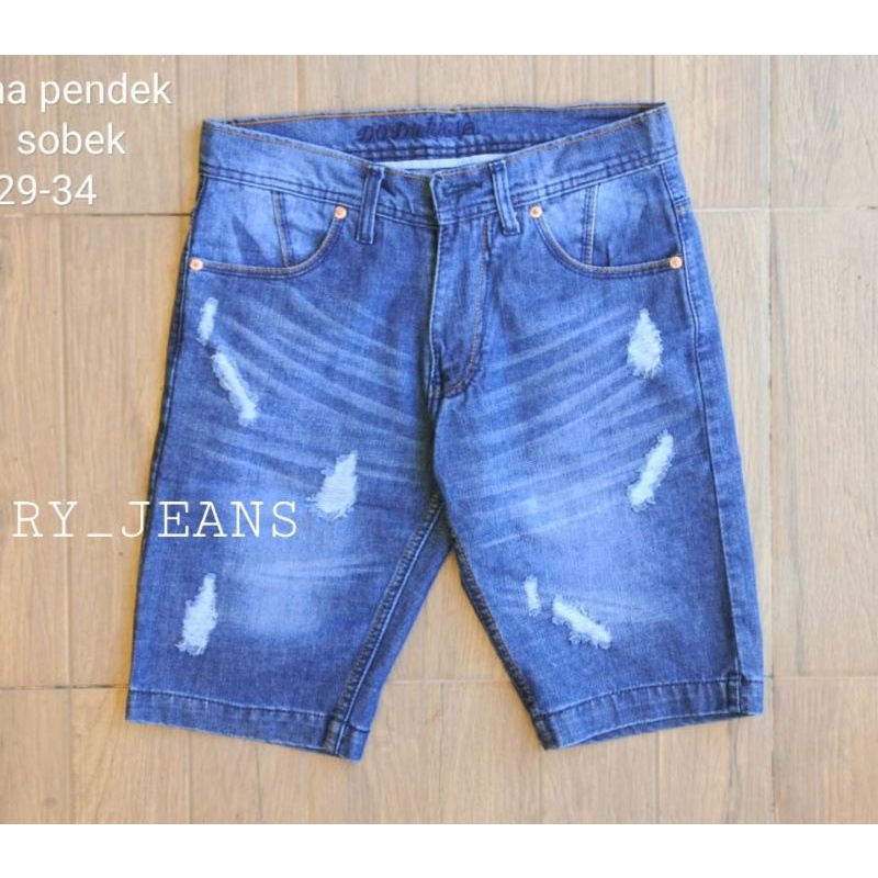 Celana jeans sobek pendek pria dodikies jeans pendek pria