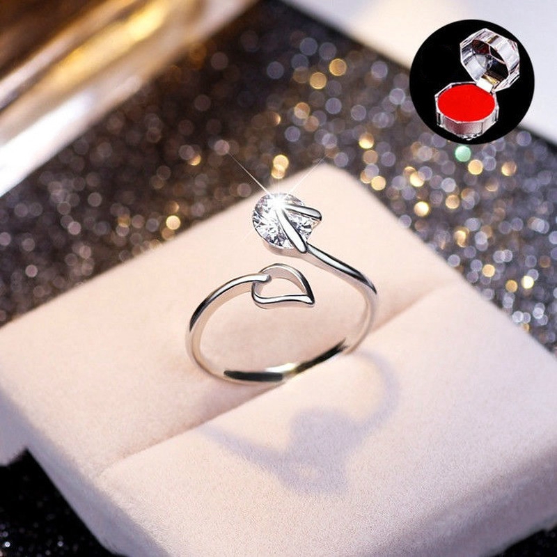 Terbaru Korea Cincin Perak Disesuaikan Wanita Cicin Tunangan Ring Berlian Dering Kasual