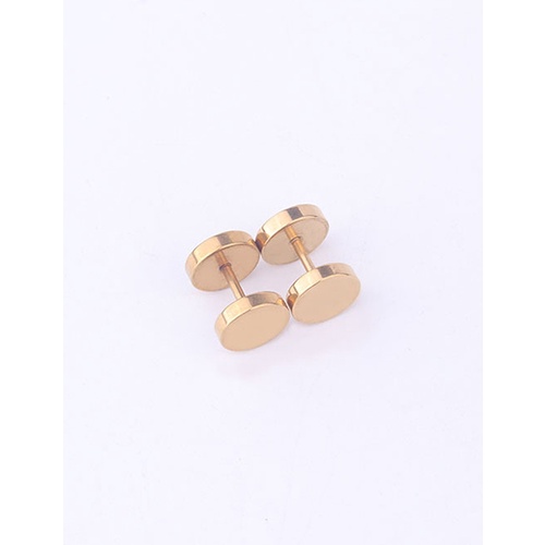 LRC Anting Tusuk Fashion Colorful Stainless Steel Smooth Screw Earrings (1 pcs）V49238