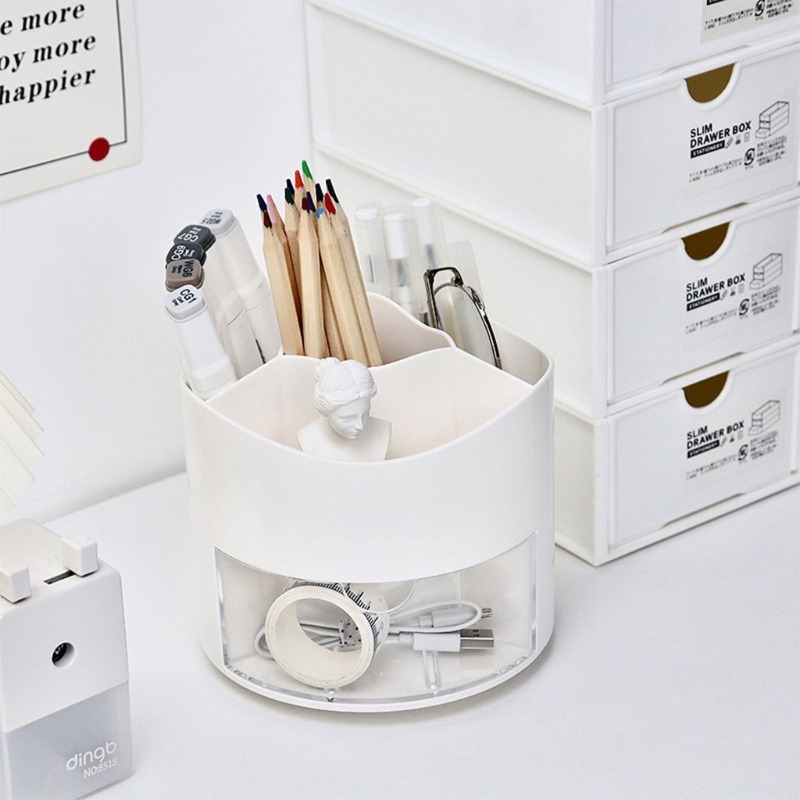 Zzz Ins Tempat Pensil Dengan Laci Bisa Berputar 360 Derajat Untuk Rumah / Kantor