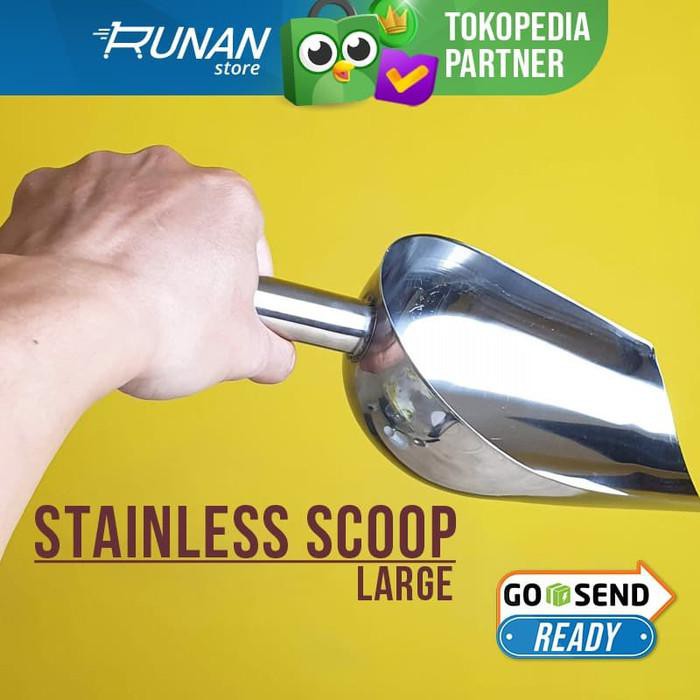Sendok Beras Ice Scoop Serokan Es Batu Stainless Besar - Large 12 inch