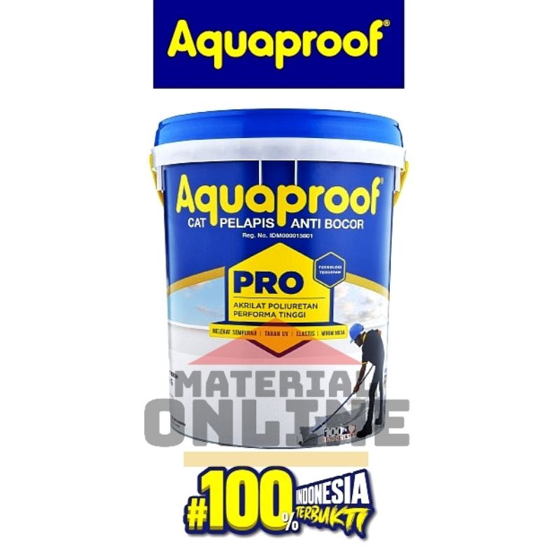 Jual Aquaproof Pro Aqua Proof Cat Pelapis Anti Bocor Pail 20kg 20 Kg Abu Abu Putih Waterproofing 7761