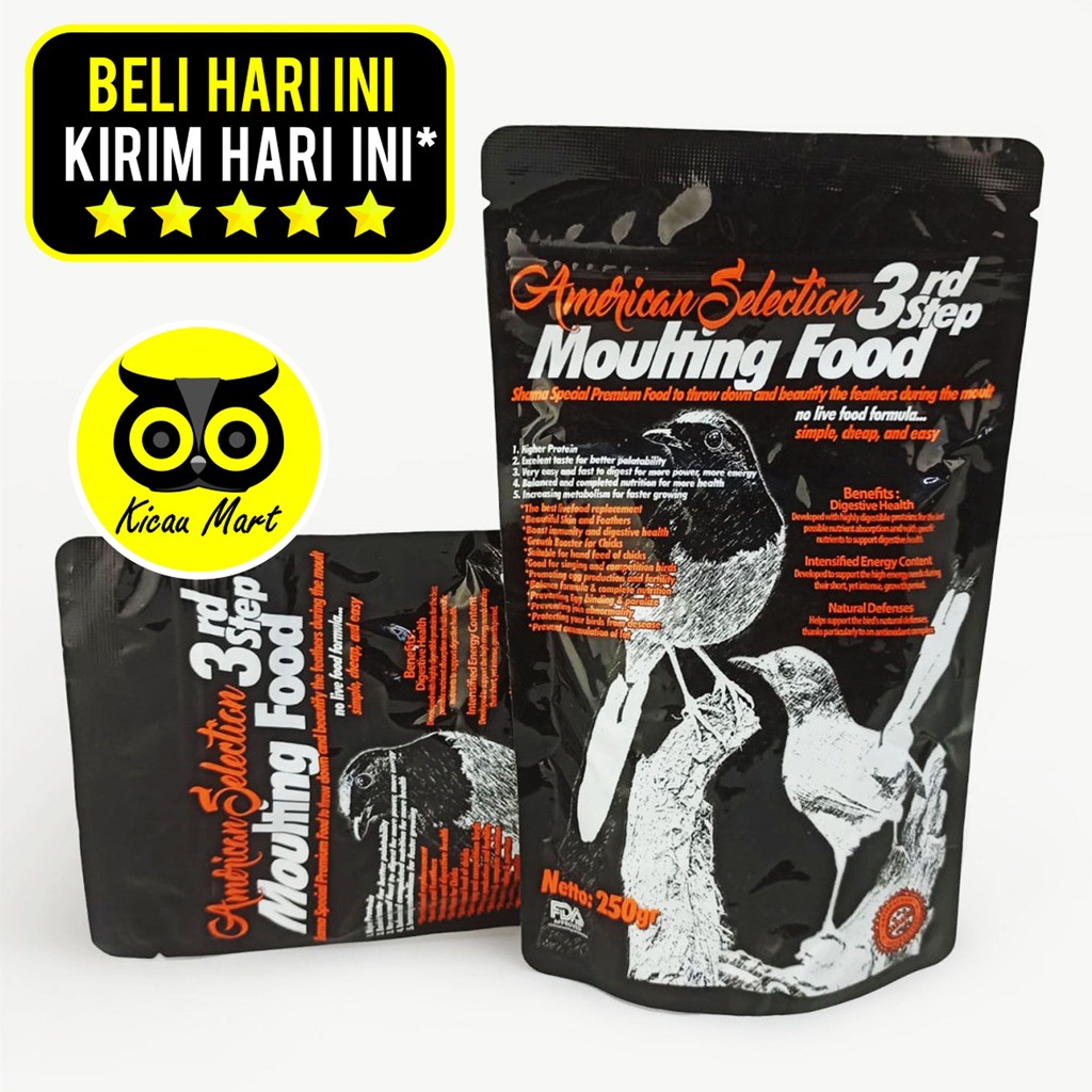 MOULTING AMS 3 STEP MOULTING FOOD 3 RD STEP AMERICAN SELECTION PAKAN VOER PUR BURUNG MURAI BATU MABUNG NGURAK MAKANAN MURAI BATU MOULTING FOOD 3 STEP GURAHBH1