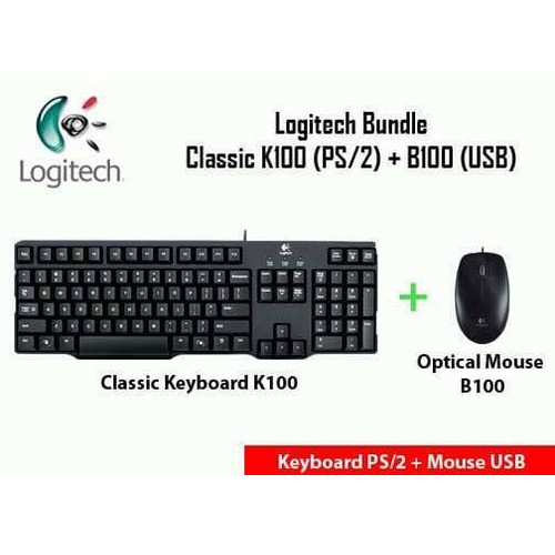 Logitech Bundle K100+B100 / K120+B100 / K200+B100 Combo Keyboard Mouse