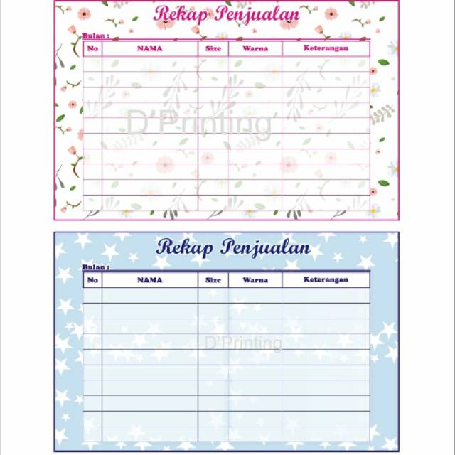 Buku rekap penjualan UK A5 21cm X 15 cm