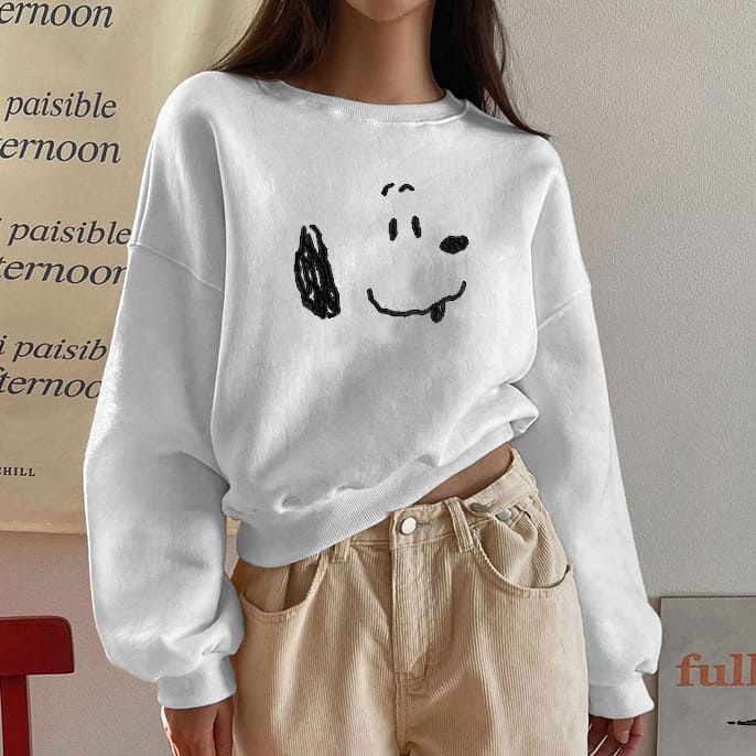 sweater wanita / snoopy dog oversize sweater / crewneck wanita casual