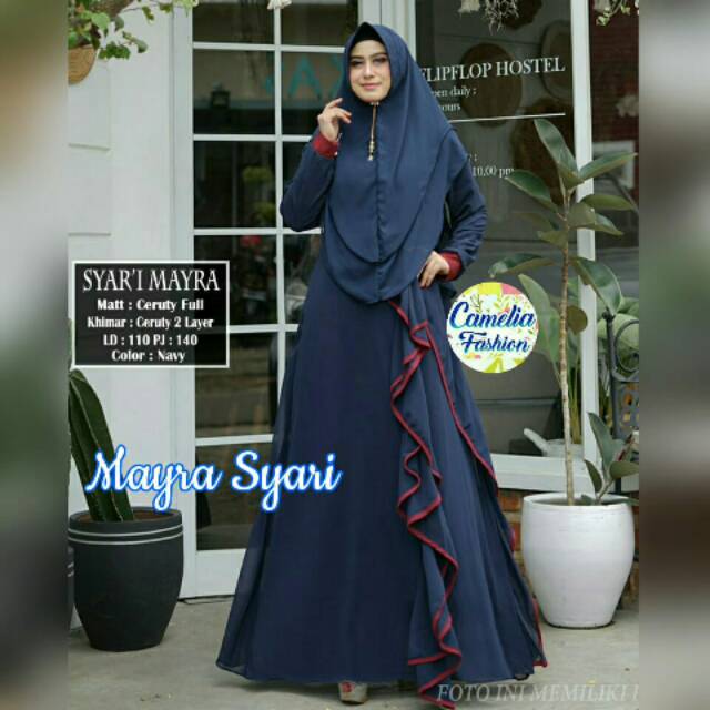 Gamis syari cantik Mayra Syari, matt Full Ceruty
