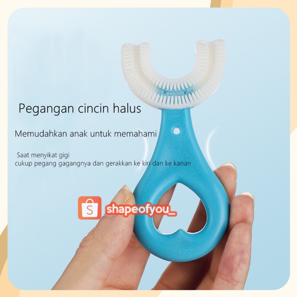 Sikat Gigi Anak Balita Bentuk U Model U Silikon U Silicon Silicone Bentuk U Shape Terbaru Lembut Umur Usia 2 tahun 2th sampai 6 tahun 6th Toothbrush Kids Children Tooth Brush Unik