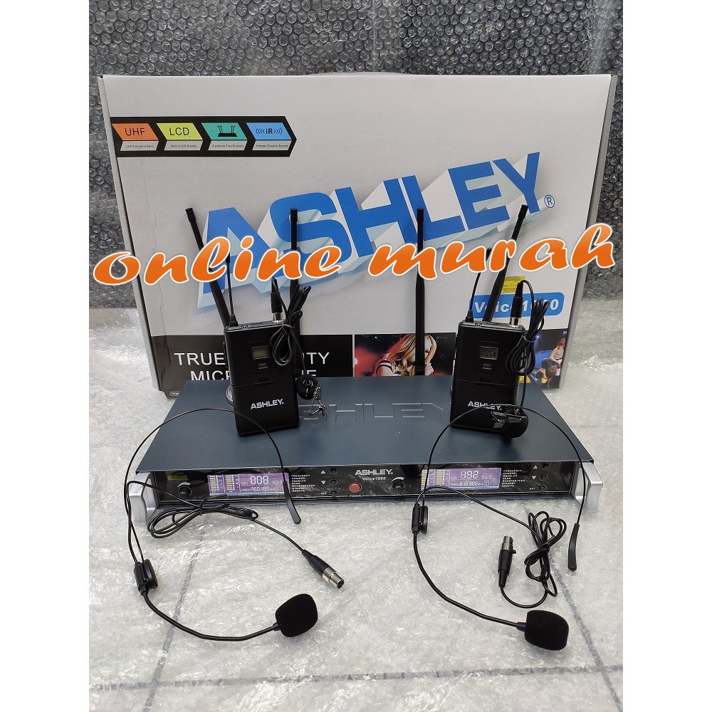 Mic Ashley Voice 1000 Wireless clipon dan headset Ashley Voice1000