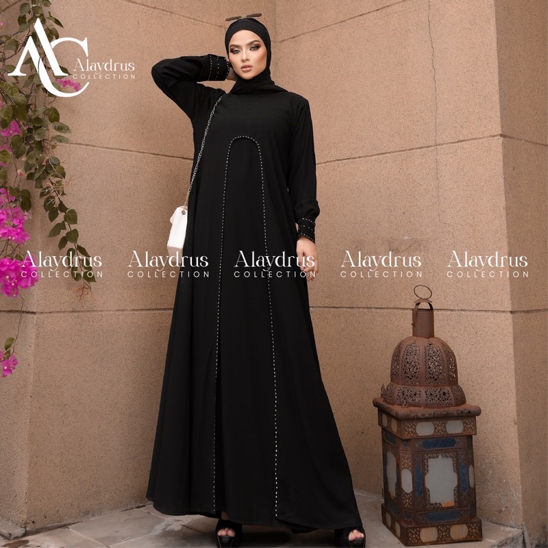 Abaya Saudi Gamis Abaya Turkey Dress Gamis Maxi Bahan Jetblack 820