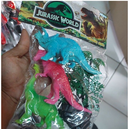 Mainan Hewan Miniatur Dinosaurus Jurassic World Dino Jurasic Park Isi 3 Dino dan Pohon Batu