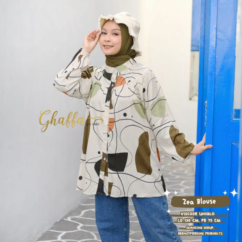 Zea blouse motif abstak modern by ghaffa the label