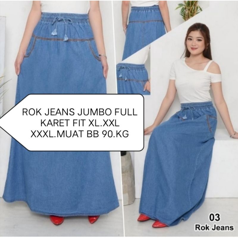 Rok Jeans Panjang Dewasa Premium Rok jeans Jumbo Rok Semi Jeans Rok Jeans Murah Rok Serba35