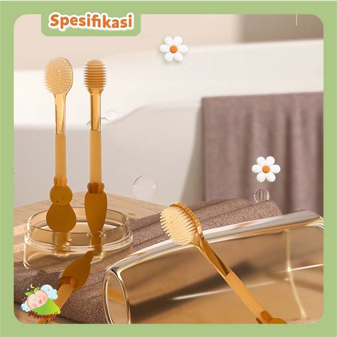 MOMOGII Premium Set 3 in1 Sikat Gigi dan Lidah Bayi Silikon 0-18 Bulan Plus Gelas